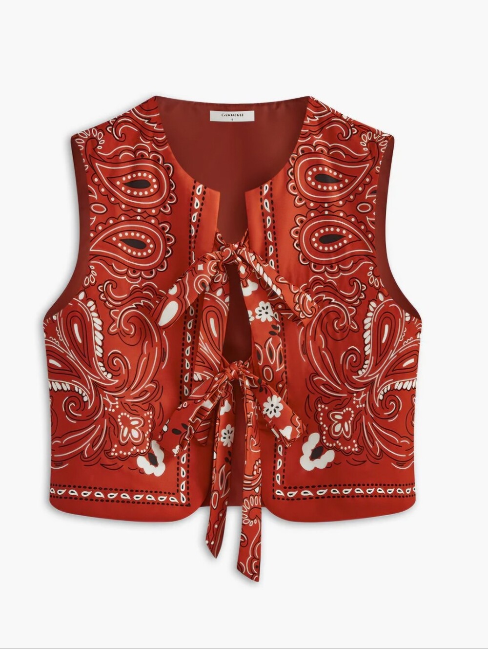 Commense Red Western Paisley Tie-Front Vest Size Medium